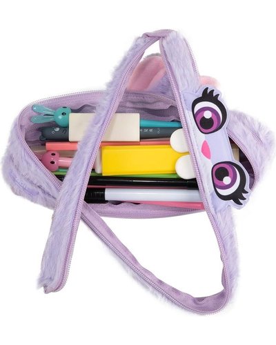 Zipit Fluffy Animal Pencil Bag (Purple Bunny)
