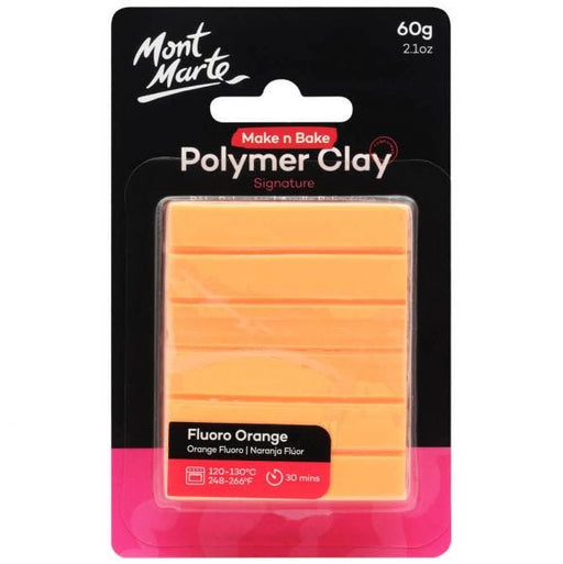 Atlas Paints - Make N Bake - Polymer Clay - 60g - Fluoro Orange