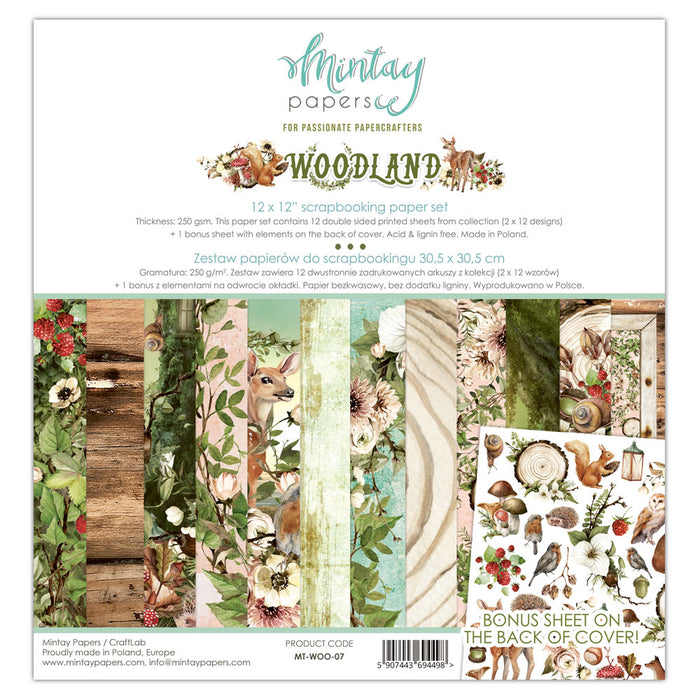 Mintay Paper - Woodland -12" x 12" Paper Pack