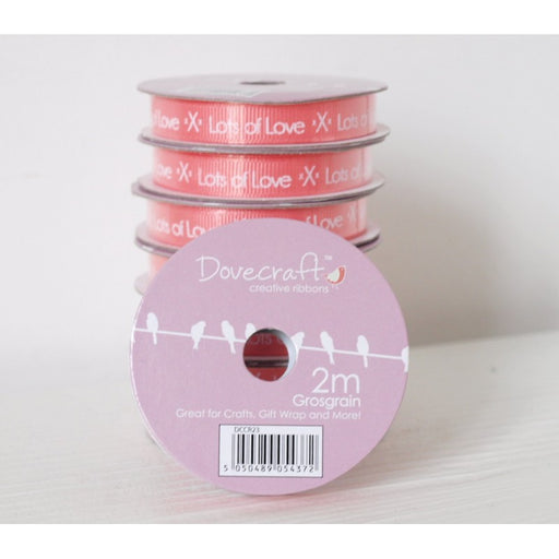 Dovecraft - Creative Ribbons - Grosgrain - Lots of Love (Coral)