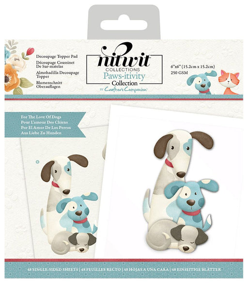 Crafter's Companion - Nitwits - Pawsitivity - 6” Die-Cut Decoupage Topper Pad - For the Love of Dogs