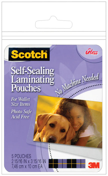 Scotch Self-Sealing Laminating Pouches 5/Pkg-2"X3"