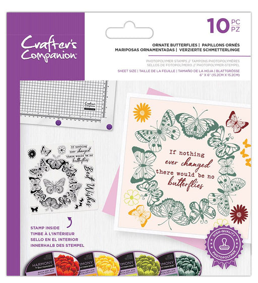 Crafter's Companion - Photopolymer Stamp - Ornate Butterflies