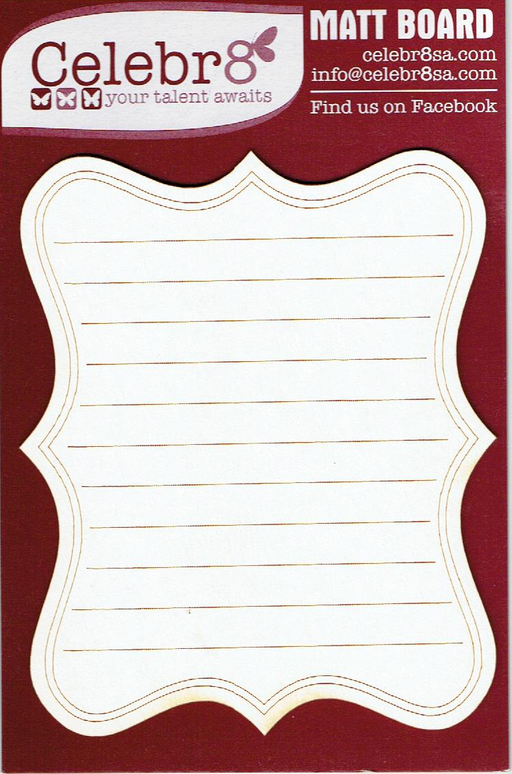 Celebr8 - Matt Board - Writing Pad - Swirl Edge - Plain