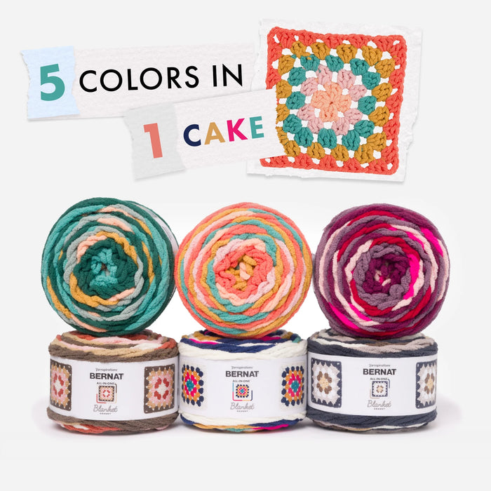 Bernat Blanket All In One Blanket Granny Square Yarn - Asphalt