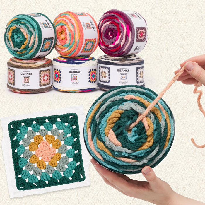 Bernat Blanket All In One Blanket Granny Square Yarn - Asphalt