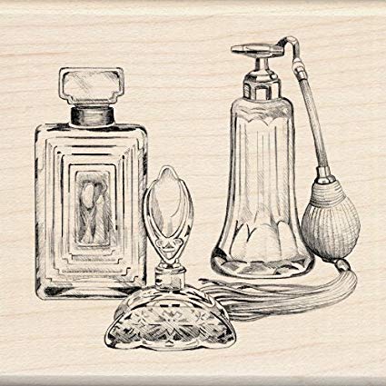 Inkadinkado - Wood Mounted Stamp - Antique Perfume Bottles