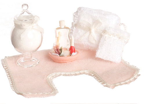 Town Square Miniatures - Pink bathroom accessories - 5pcs