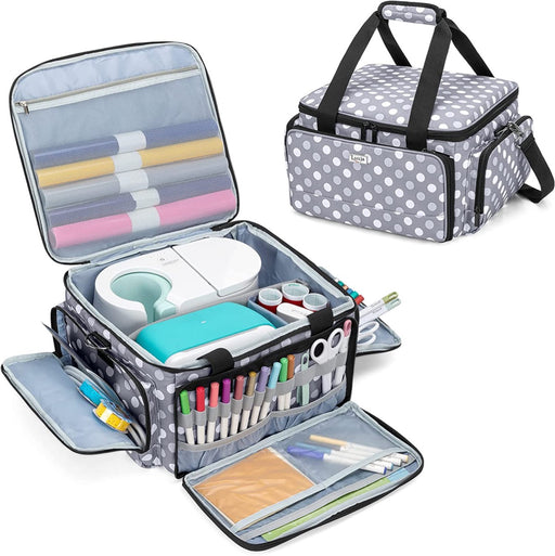 Luxja - Cricut Jou Carrying Case with Supplies Storage Sections (Bag ONLY) - Polka Dots