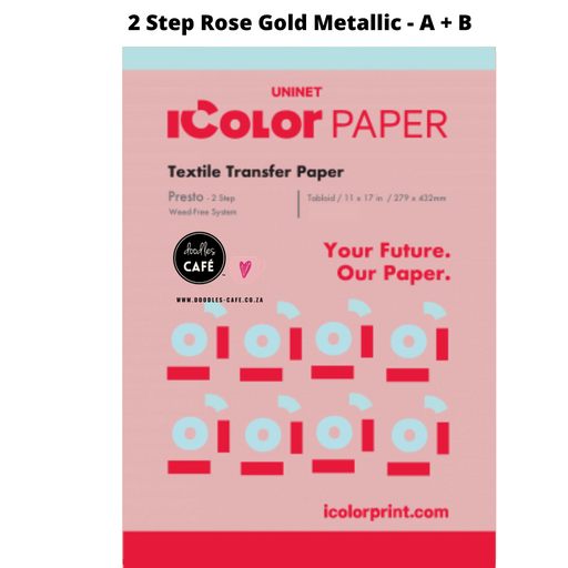 iColor Presto - 2 Step Rose Gold Metallic Transfer Media Kit - A + B Paper - 10pk