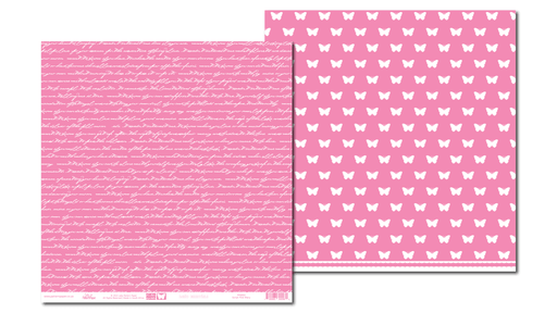 Lady Pattern Paper - 12" x 12" DS-Paper - Script - Pink Mary