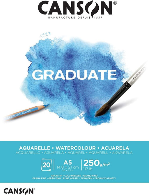 Canson A5 Graduate Watercolour Pad - 250gsm (20 Sheets)-CANSON