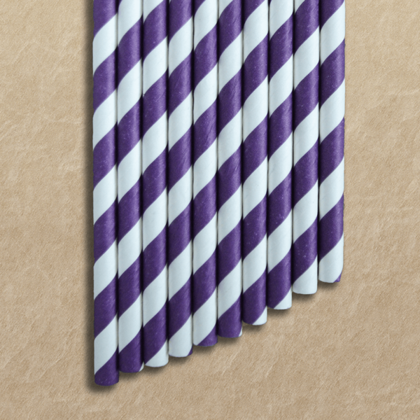 Weddingstar - Candy Striped Straw - Retro Purple - 75 piece