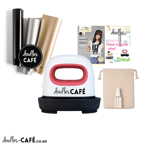 Doodles - MobiTiny Fatty - Mini Heat Press V3, New Wide Handle - Red/White Bundle Kit