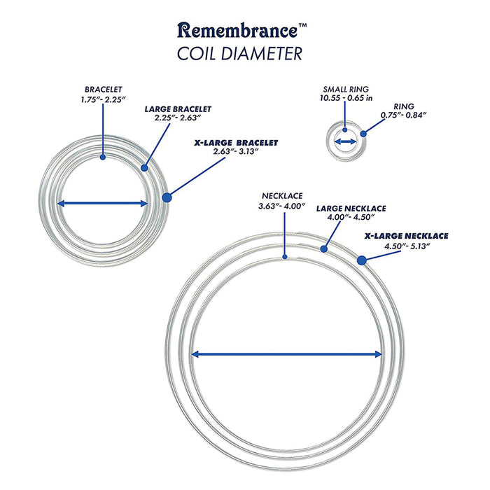 Remembrance Memory Wire, .036 in / 0.91 mm Heavy Duty Round, Bracelet, Large, Bright, 1 oz / 28.35 g, approx. 30 coils/pack
