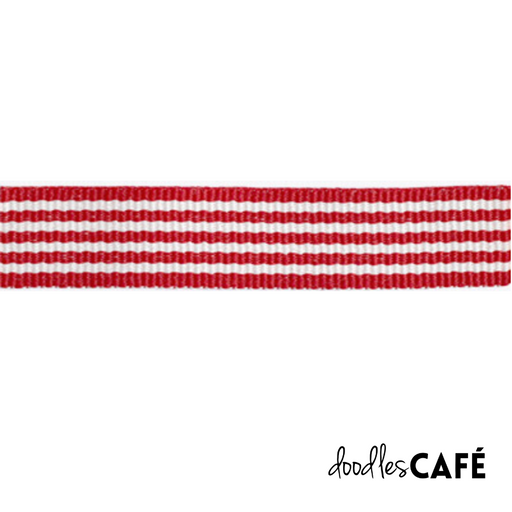 Petersham Ribbon - Striped – Red / Natural White (15mm x 1 Meter)