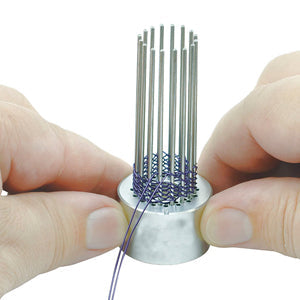 Ring Weaver Tool, by Kleshna Handel, 1 Aluminum Base, 18 Pins, 1 Foam Holder, Ring Size 4 - Small, Ring Size 6 - Medium, Ring Size 9 - Large, Ring Size 11 - Extra Large