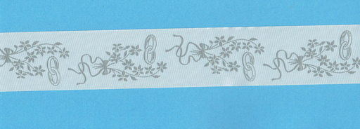 Doodles - Printed Satin Ribbon - Wedding Rings (silver)
