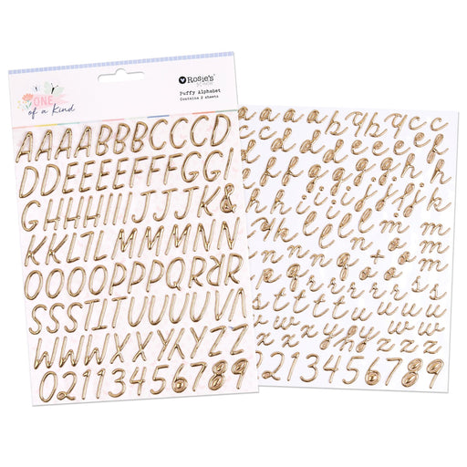 Rosie's Studio - Puffy Stickers - One of a Kind - Gold Alphabet