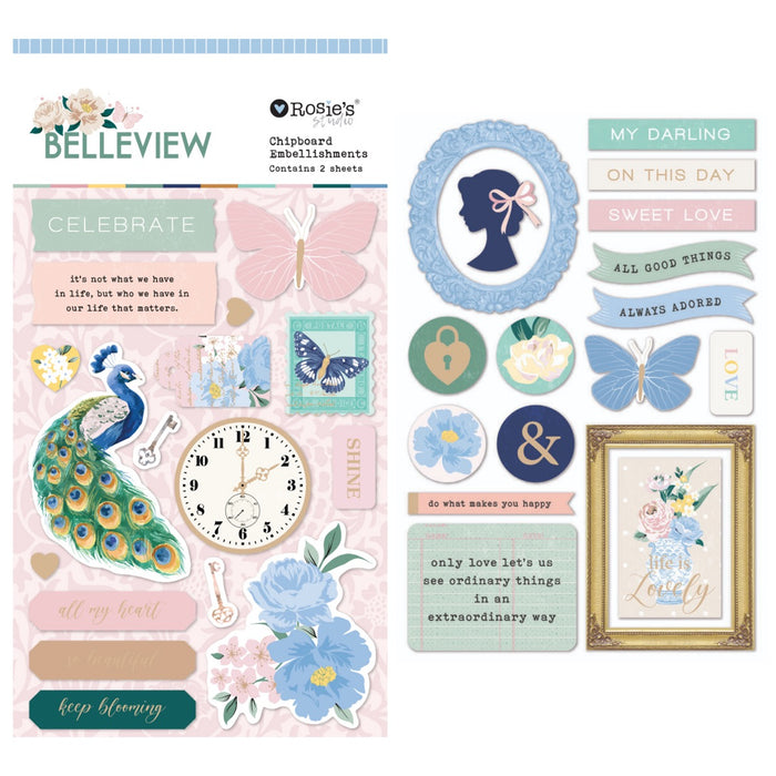 Rosie's Studio - Chipboard Embellishments - Belleview