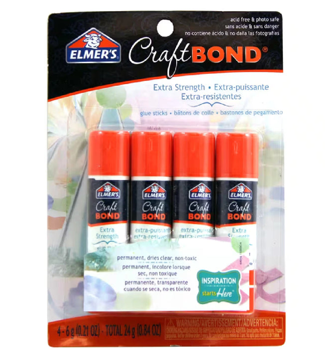 Elmers Craft bond Extra Strength Glue Sticks, 6 Grams, 4 Count