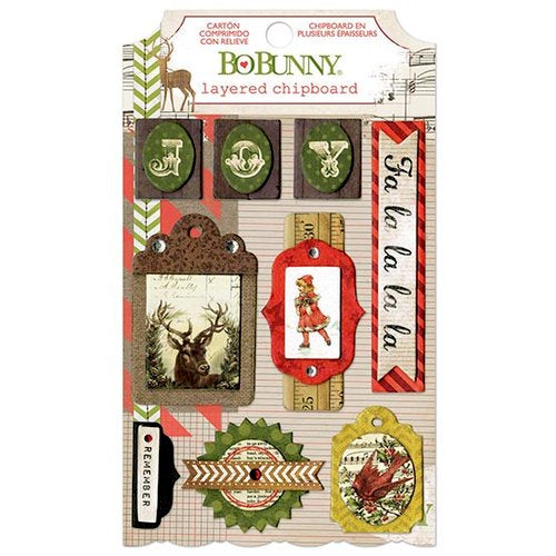 BoBunny - Christmas Collage - Self-Adhesive Layered Chipboard