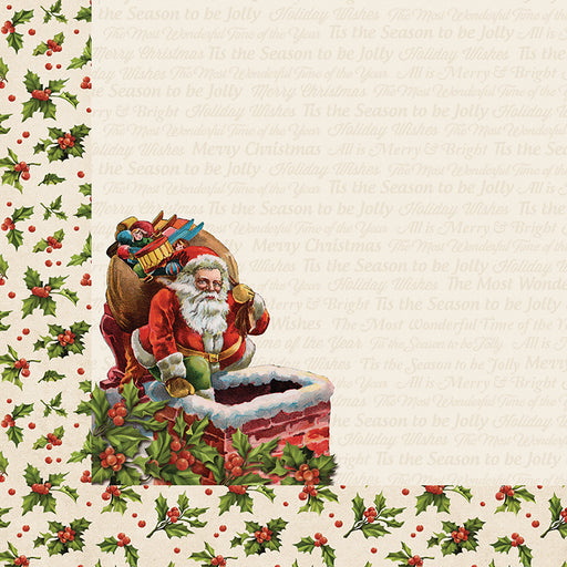 Kaisercraft - 12" x 12" DS-Paper - Silent Night Collection - Down the Chimney