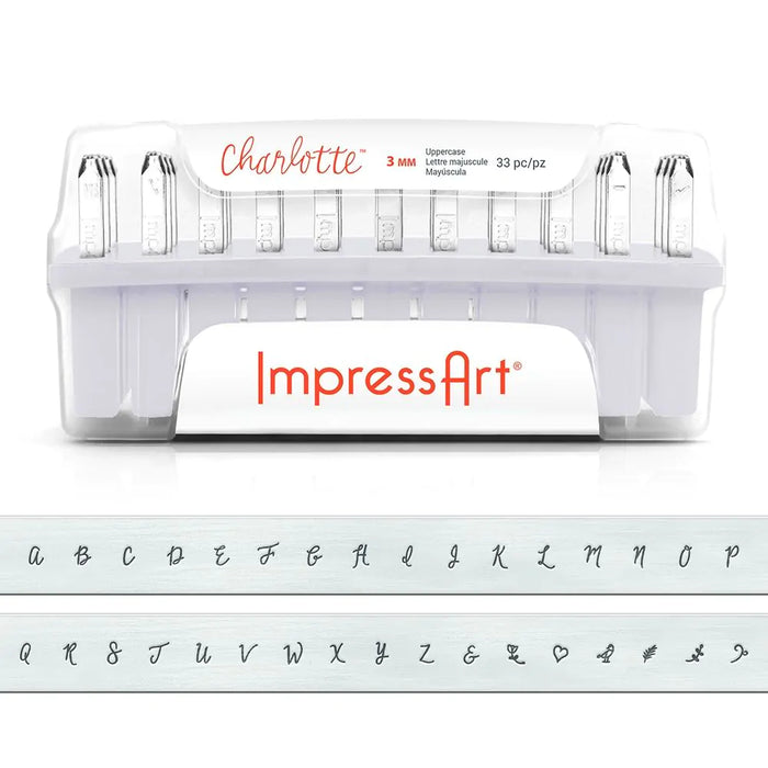 ImpressArt - Signature Metal Stamps - Uppercase - Letters and Designs - Charlotte 3mm