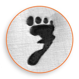 Foot Print Right Design Stamp, 9.5mm