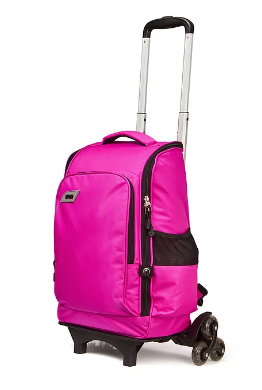 Trolley Back Pack with Wheels - Pink