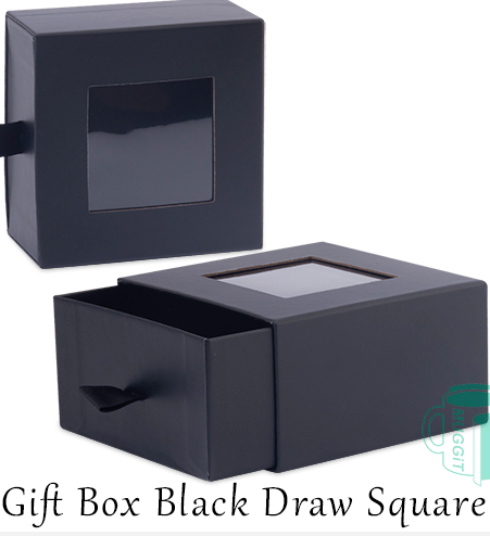 GIFT BOX BLACK DRAWER WITH A WINDOW