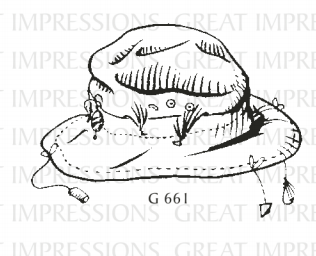 Great Impressions - Wood Mounted Stamp - Fishing Hat