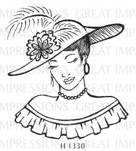 Great Impressions - Wood Mounted Stamp - Lady with Hat