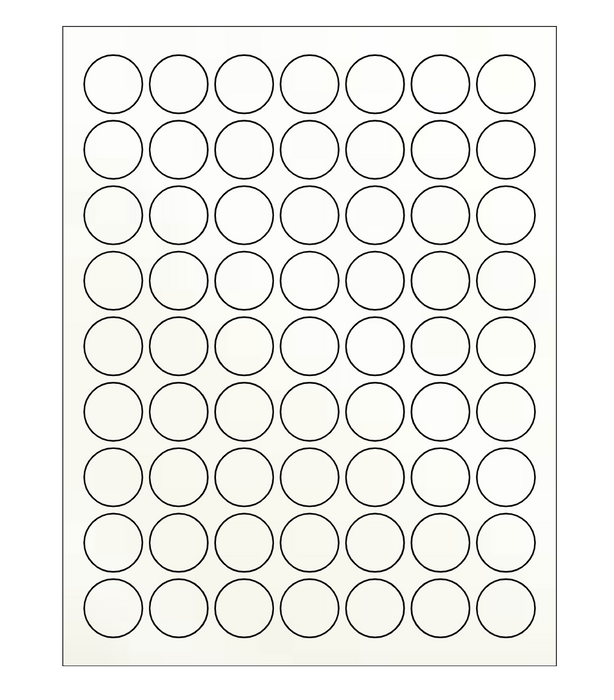 Doodles - Laser Printable - 1" Circle Labels - White Polyester Weatherproof - 10 Pack (630 Labels)