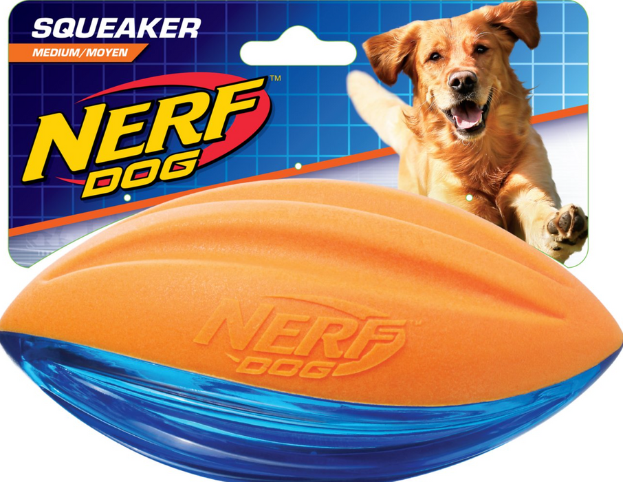 Nerf Dog - Foam Squeaker Football Dog Toy - Medium 6"x4"x4"