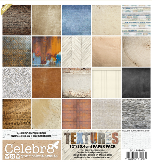 Celebr8 - Textures Paper Pack - 30cm x 30cm