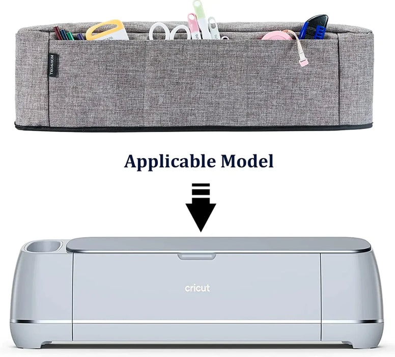Dust Cover for Cricut Maker Machines - with Back Pockets for Accessories - Gray