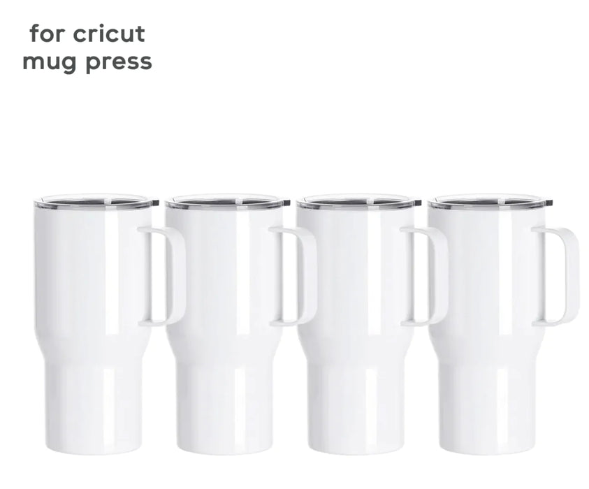Doodles - Sublimation Travel Tumblers White With Handle - 650ml - works on Cricut Press - 4 Pack