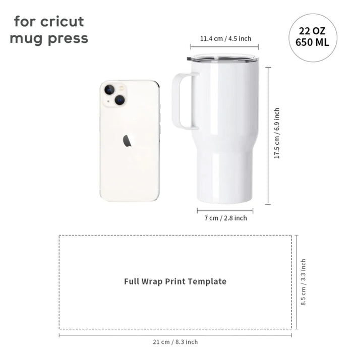 Doodles - Sublimation Travel Tumblers White With Handle - 650ml - works on Cricut Press - 4 Pack