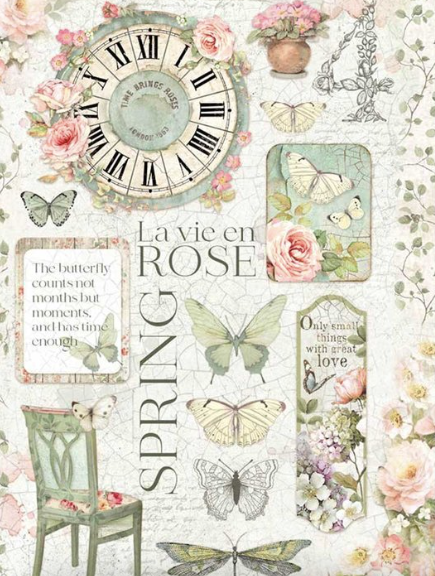 STAMPERIA Decoupage - LA VIE EN ROSE - Rice Paper A4