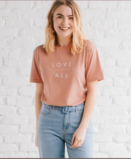 Dayspring - Love Over All - Relaxed Fit T-Shirt - Dusty Pink - XSmall