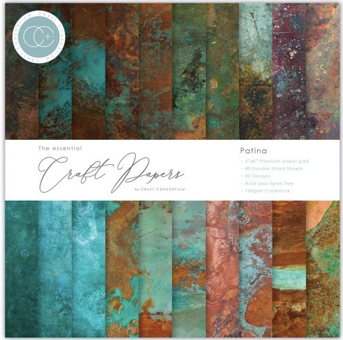 Craft Consortium Double-Sided Paper Pad 6"X6" 40/Pkg-Ink Drops - Patina, 20 Designs