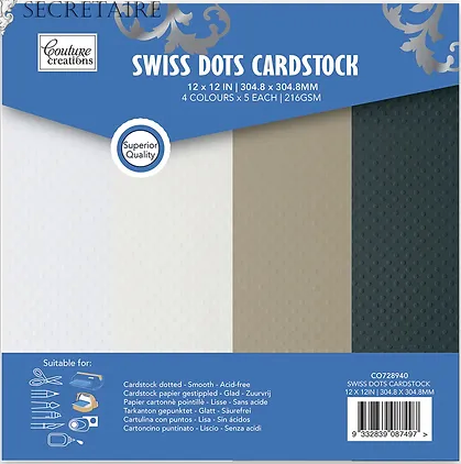Couture Creations 12x12 Swiss Dots Card Stock 20pK