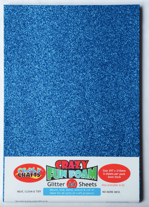 Crazy Crafts - Fun Foam Sheets - Glitter - A4 - Dark Blue