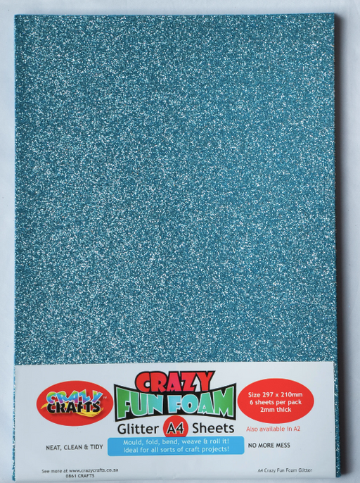 Crazy Crafts - Fun Foam Sheets - Glitter - A4 - Sea Green