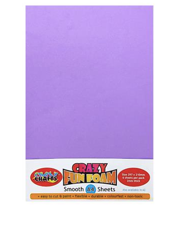 Crazy Crafts - Fun Foam Sheets - Smooth - A4 - Lilac