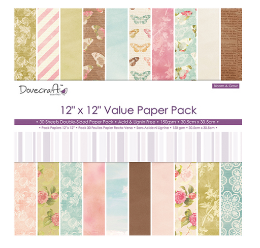 Dovecraft - 12 x 12 Inch Paper Pack - Bloom & Grow