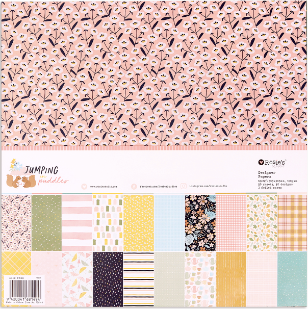 Rosies Studio JUMPING IN PUDDLES 12×12″ DESIGNER PAPER PACK 20 SHEET