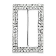 Doodles - Diamante Buckle Sliders - Silver, Thick Rectangle 30mm x 20mm, 1pc