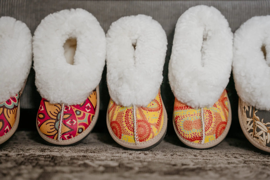 Mandala Pink Sheepskin Slippers - Adult Size 6